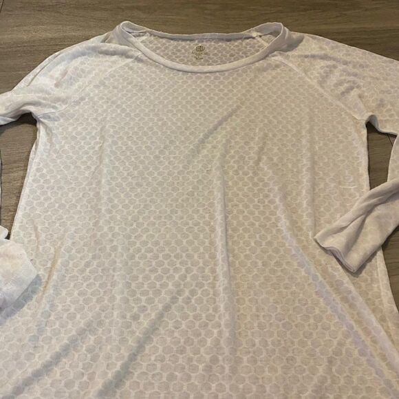 Balance Collection, white sheer light weight athletic yoga long sleeve size lg - Picture 2 of 7